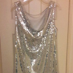 High Shine Silver Sequin Dress 10